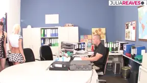 Hot babes suck a huge cock then get fucked in turns to a cumshot