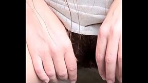 Hairy pussy Flash n PEE at aibnb flat balcony