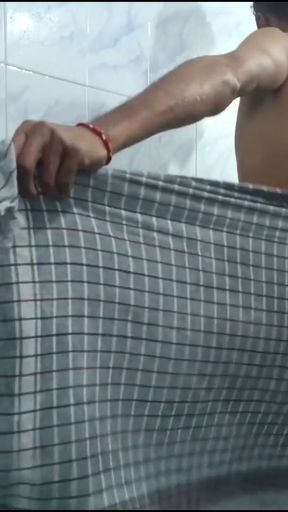 Taking bath with underwear   Clip 1