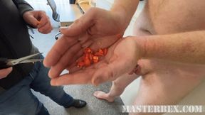 Cock thrashed and scorched with burning hot Dorset Naga chillies - Master Bex - MP4 SD