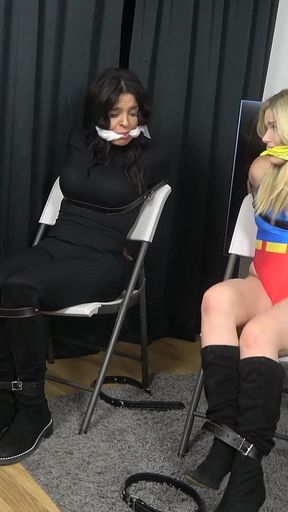 Lottie Lalay and Latina in: Super Lottie Tried to Save Latina but Now They Are Both Tied up!