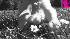 Nyllady Walking Barefoot on Th Grass in a Park