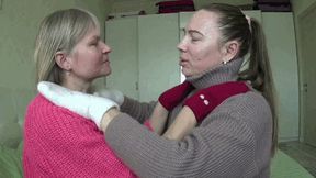 Sensual kissing in fuzzy gloves and sweaters 3 fd