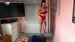 Red Bikini & Sandals Trampling (4K)
