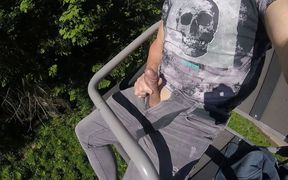 In a Moving Chair Lift I Jerk My Hot Cock From Soft to Hard and Then Cum Outside in the Bavarian Alps