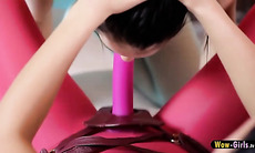 Great lesbian sex with super hot and sexy teens playing rubber dildo