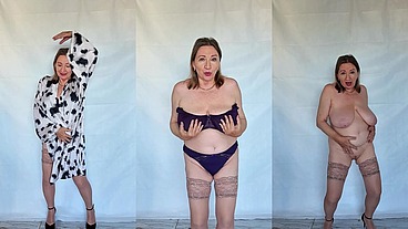 Strip Dancing Queen: Busty Granny MariaOld in Purple!