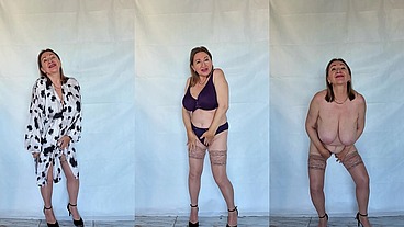 Strip Dancing Queen: Busty Granny MariaOld in Purple!