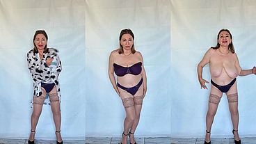 Strip Dancing Queen: Busty Granny MariaOld in Purple!