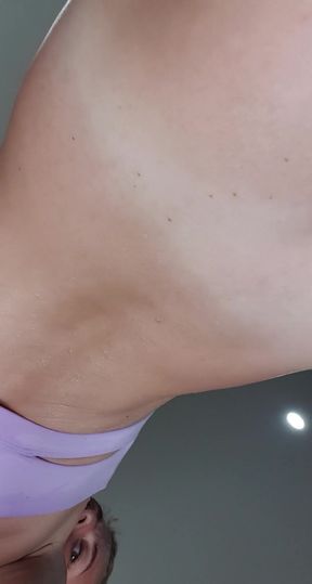 I've got so sweaty again  do you love watching me dripping sweat after a hard workout?