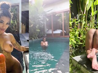 Swimming & Squirting stripped in a pool