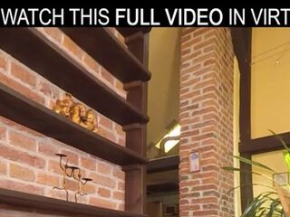 Solo cutie, Sarah Kay,uses a large sex tool,in VR.