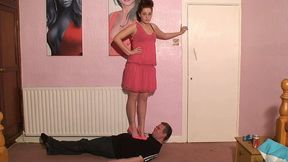 Sophie Trampling Her Slave In Her Pink High Heels