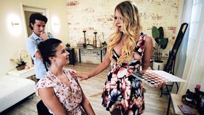 ”Horny stud has threesome with big tits MILF step aunt & teen Girlfriend”