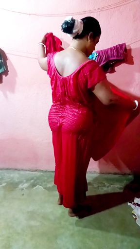 Saree Dropping After Bath Sfw