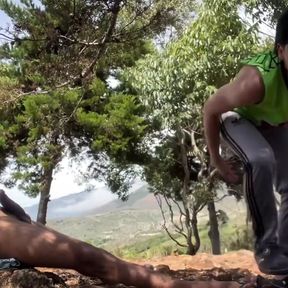 Two Hot Latino Boys Cum Outdoors on a Mountain