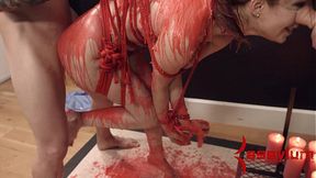 Redhead babe hot wax bondage