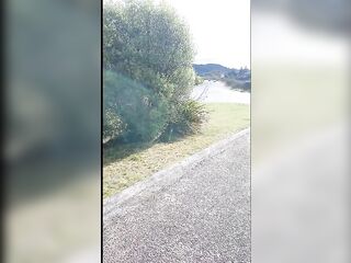 Trashy Kiwi mother I'd like to fuck piddles on roadside with oncoming traffic
