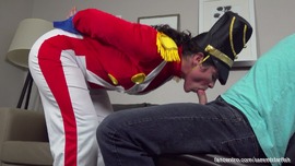 Weirdest BJ ever - british royal dragoon cosplay