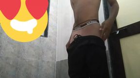 A sexy hot  with boy in bathroom.
