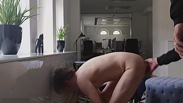 Amateurboy Receives A Very Severe Office Caning