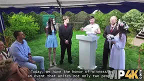 Two Brides Swap Husbands and Fuck in Public on Their Wedding Day
