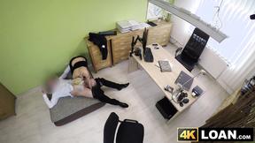 ”Titty short haired babe bounces on loan agent shaft wildly”