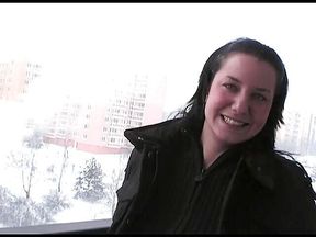 Consuela flashes her big boobs outdoor