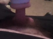 Flashlight stroking average white cock