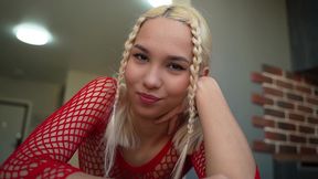 hot blonde in red gets fucked hard