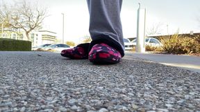 Tanfeets Outside Public Slipper Tease with Natural Nails