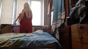Blonde Stepmom Seduces Redhead Stepdaughter and Fucks Her While Her Husband Takes a Shower