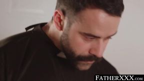 FatherXXX.com - Obedient twink's raw anal awakening after religious play with sacred