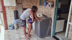 I fucked my wife the way she likes it, doing laundry. We made a strong anal
