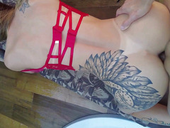 Dazzling Blonde T-girl Babe Having Sex With her Lucky Partner