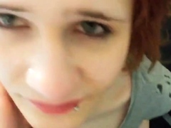 Pretty trans girl takes a facial