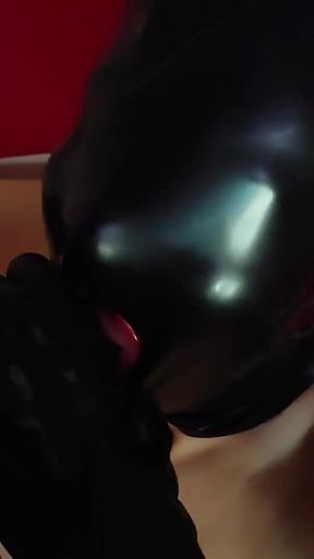 Blowjob in Kinky Latex Mask, Footjob in Latex Socks