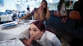 Waitress Sluts Me Rough in Kitchen &mdash;  Risk Getting Caught