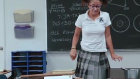 High risk pussy pounding right in the face of the detention teacher