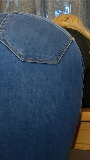 Unforgettable moment from &quot;Again?  STEPMOM  lends him her nice ass in jeans to jerk off and cum  - Shely81&quot;