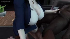 3D big boobs milf have a hardcore with two big cock