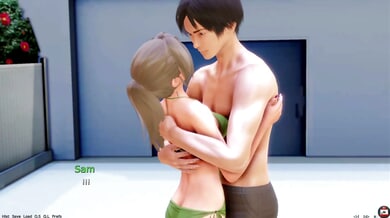 College couple caught in intimate 3D anime moment during summer break