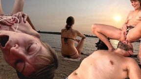 Wet Sunset On The Beach With Almasol: Hot Wife (milf) Squirts In Husbands Face