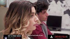 DEVILS FILM - Naughty Busty Teacher Rachael Cavalli Fucks With Two Of Her Students In Class Detentio