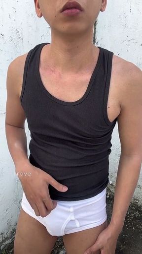 Handsome Asian Boy Outdoor Masturbation