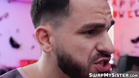 ”Wild girls Macy Meadows & Leana Lovings seduce their stepbrothers into a fours”