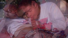 Asian husbands couple fuck outdoors by the campfire