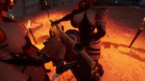 Thicc Oiled Futa Double Team (futa Shemale)