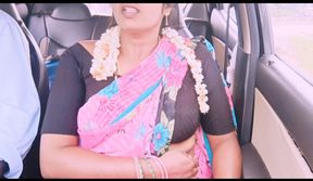 Desi bhabi  betrays her husband by going on secret long drives with his younger brother.. Car sex Telugu dirty talks.