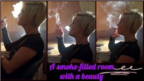 A Smoke Filled Room with a Beauty (Cig + Vape at the same time)